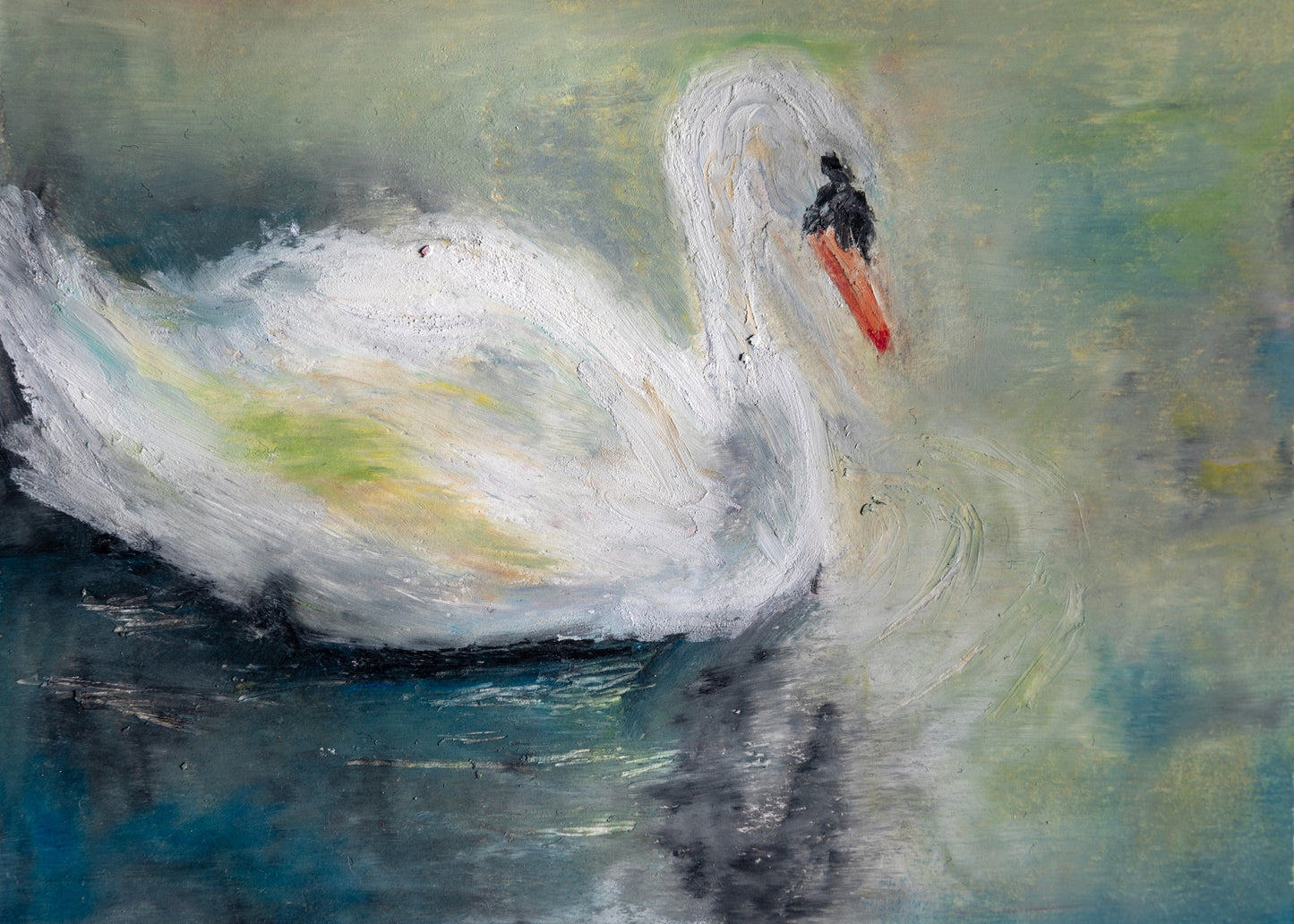 Swan Oil Pastel Art Print