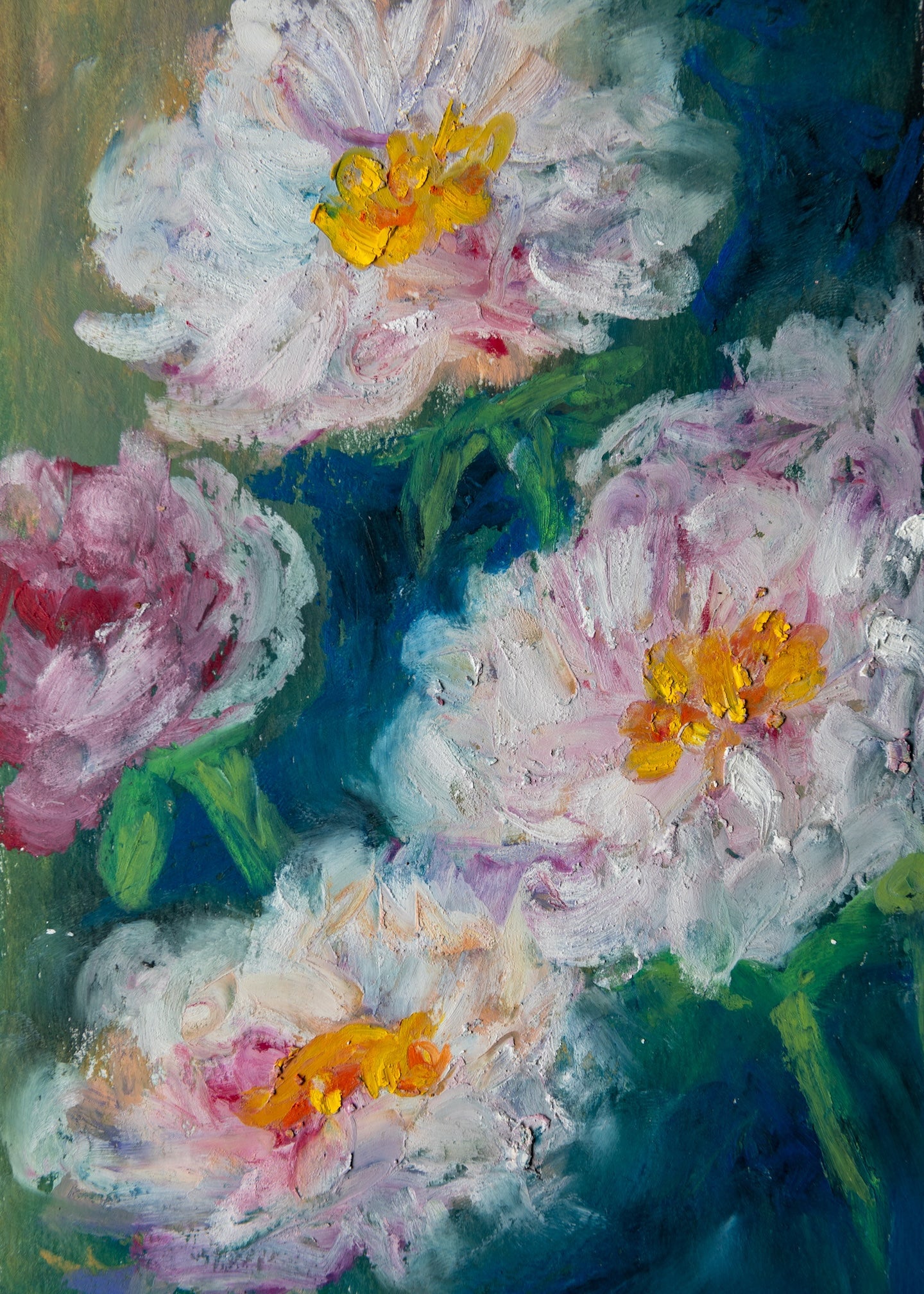 Floral Oil Pastel Art Print