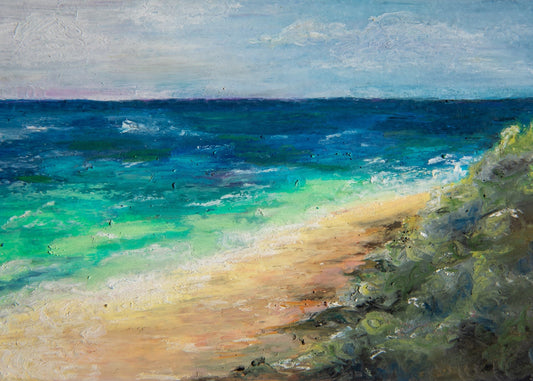 Beach Oil Pastel Art Print