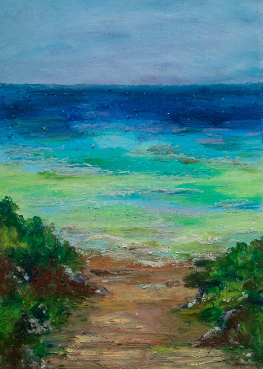Beach Path Oil Pastel Art Print