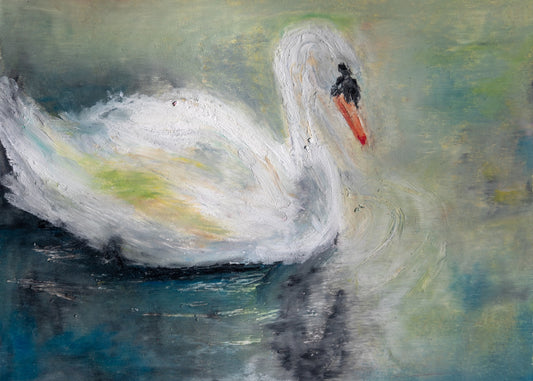 Swan Oil Pastel Art Print