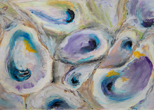 Oysters Oil Pastel Art Print