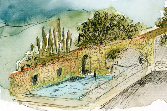 Chateau in France Watercolor Art Print