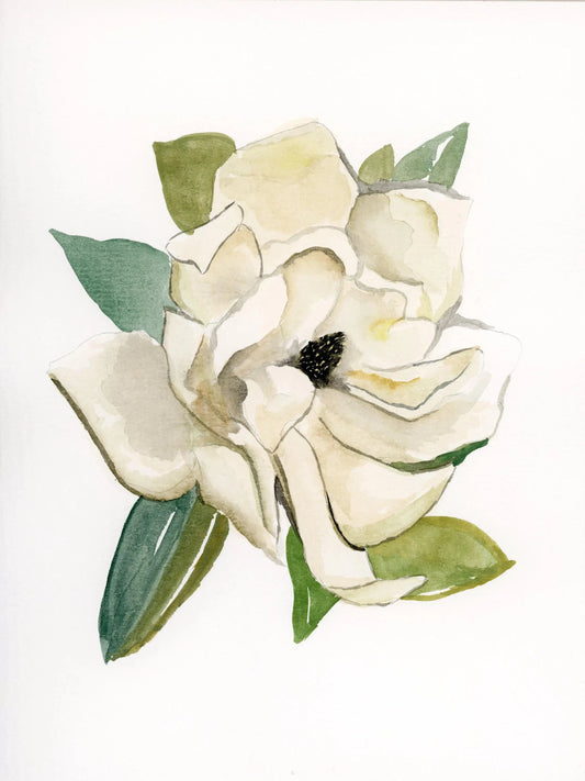 Magnolia Flower Watercolor Art Print